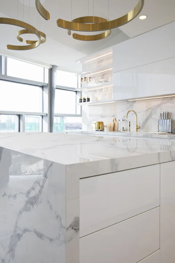 Kitchen storage in Chelsea NYC apartment, designed by Gregory Hitchcock Design.