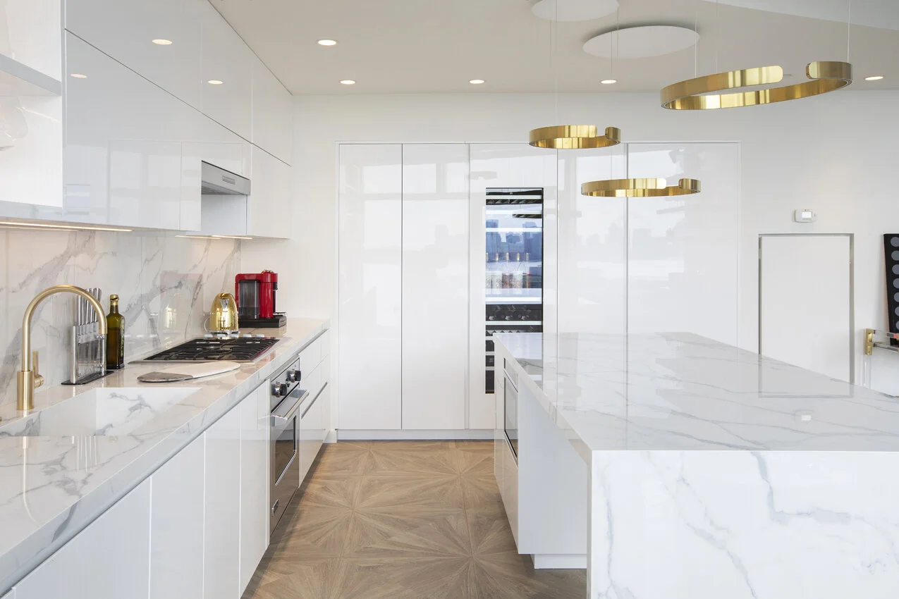 Kitchen detail in Chelsea NYC apartment, designed by Gregory Hitchcock Design.