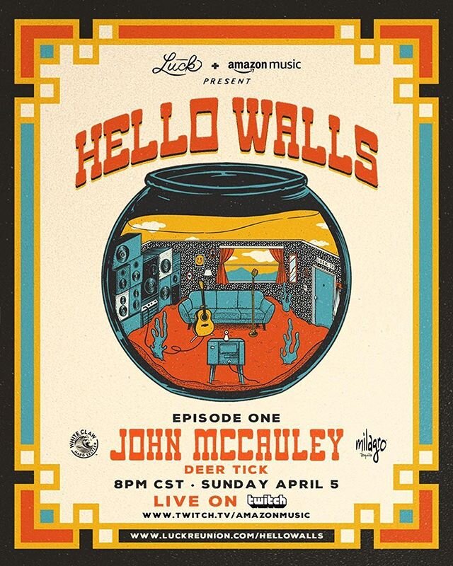 My first offering internet dot com, tune in Tomorrow (sunday) ✨looking forward to being one of John&rsquo;s guests, playing something acoustic, finding real clothes again. 📡 details
 #repost...
Luck and @amazonmusic Present Hello Walls: a weekly, mu