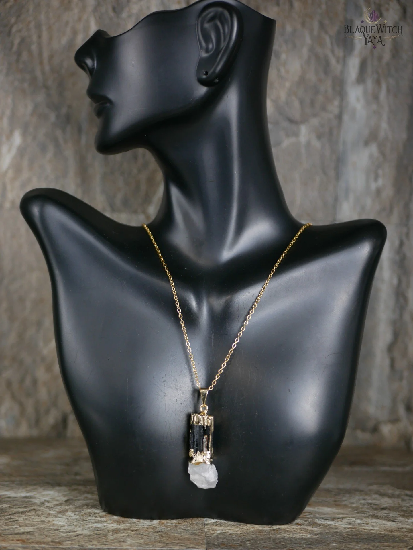 Black Tourmaline and Clear Quartz Necklace 1.jpg