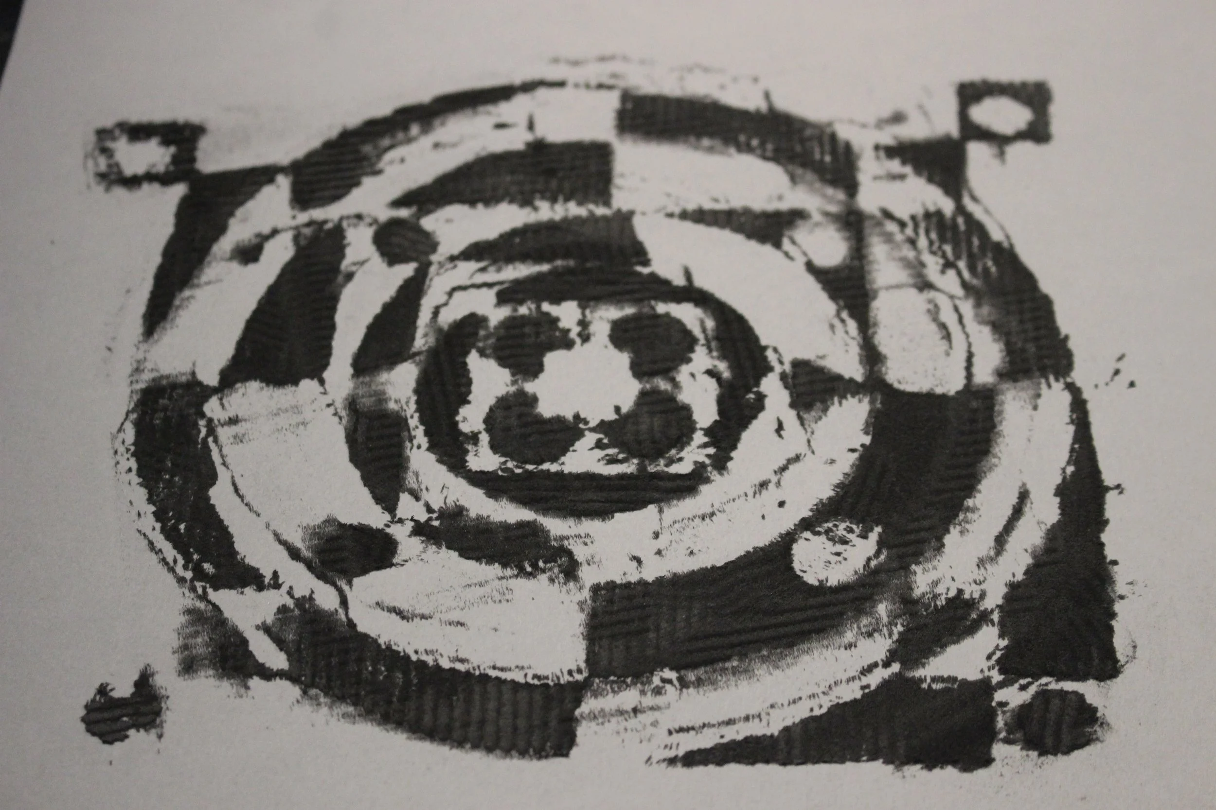  ‘The Philosopher’s Stone is Found in the Dung Heap’ Iron powder on paper, neodymium sheet metal, 30 × 30 cm  Documentation by Carmen Sibha Keiso, 2023 