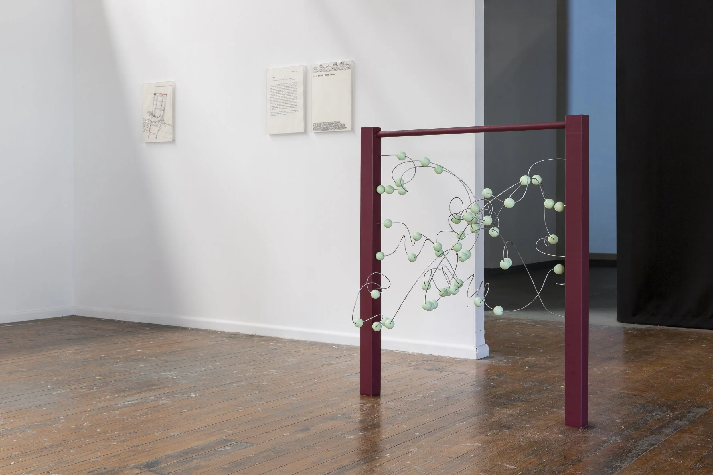   Learning and Development   Timber, house paint, phosphorescent paint, steel wire, cellulose  Documentation by Lucy Foster, 2019 