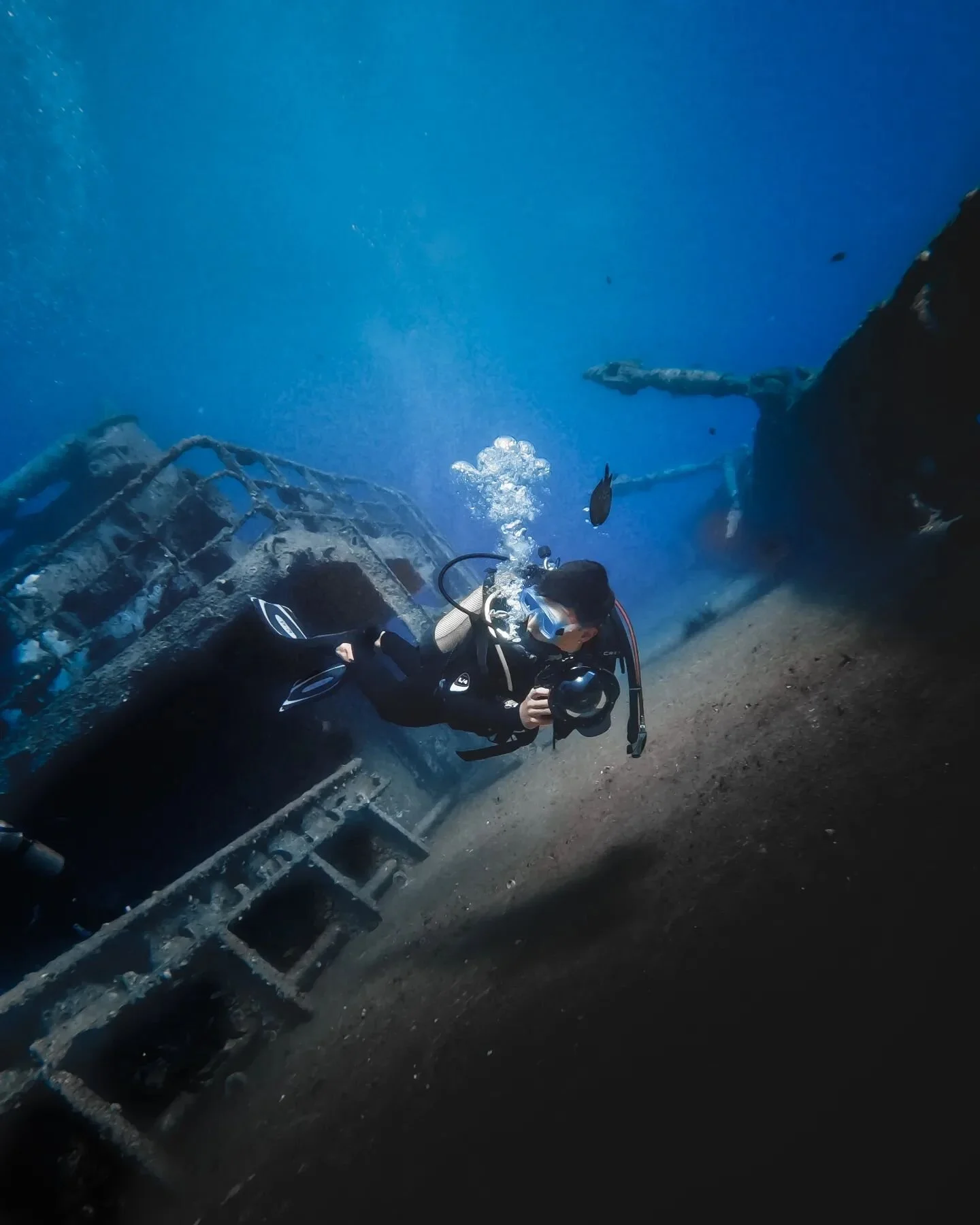 Wreck Dive.
.
Quite the exciting dive, exploring a wreck and moving carefully through small corridors more than 20m under water, camera in hand. Shot by my bro @theoceanauts. 📷