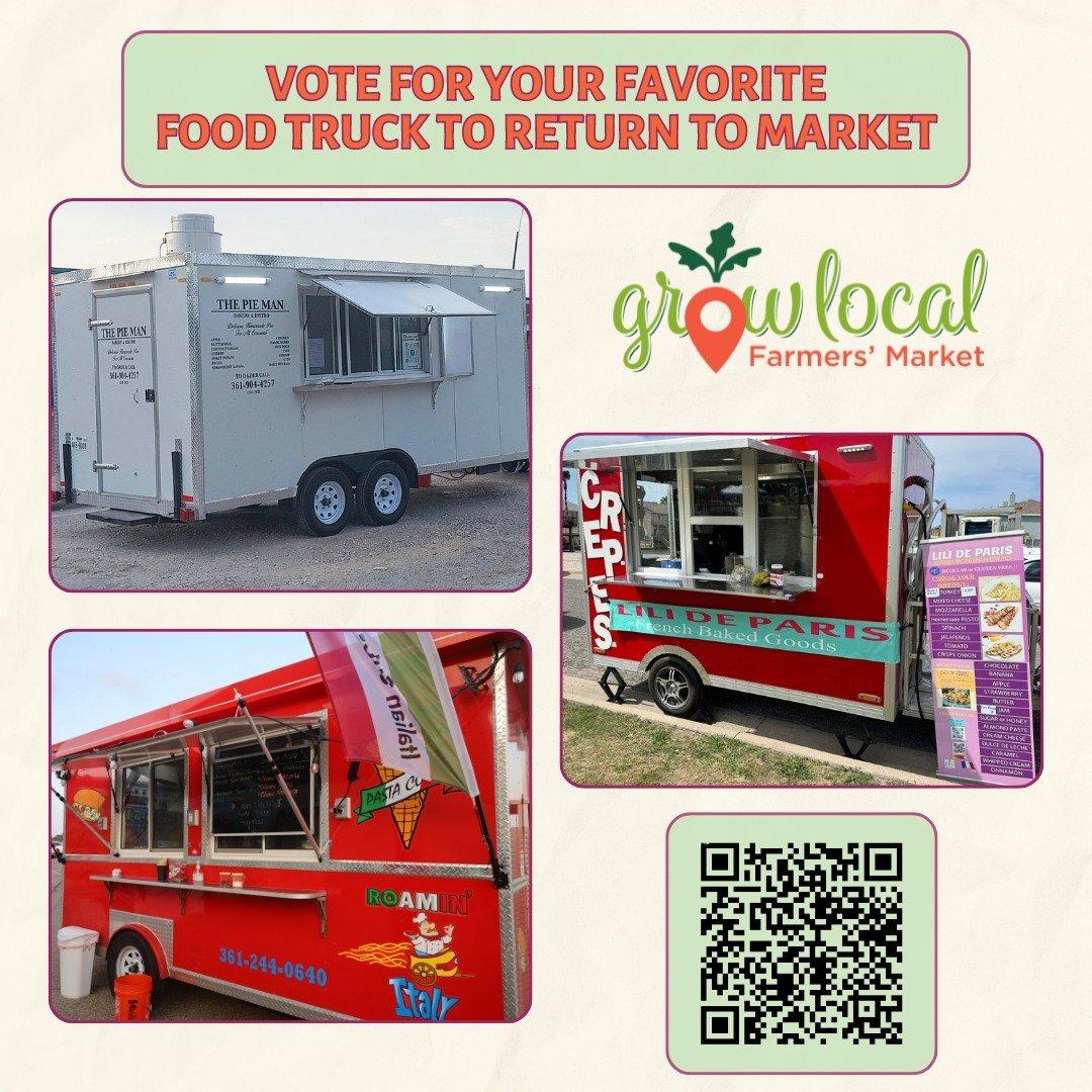 ➡️ Vote Now! Which food truck do you want to come to market every other week? Screenshot the post to scan the QR code or click the link in our bio to cast your vote for one of the three below! Keep swiping to see their delicious foods.

🥧 The Pie Ma