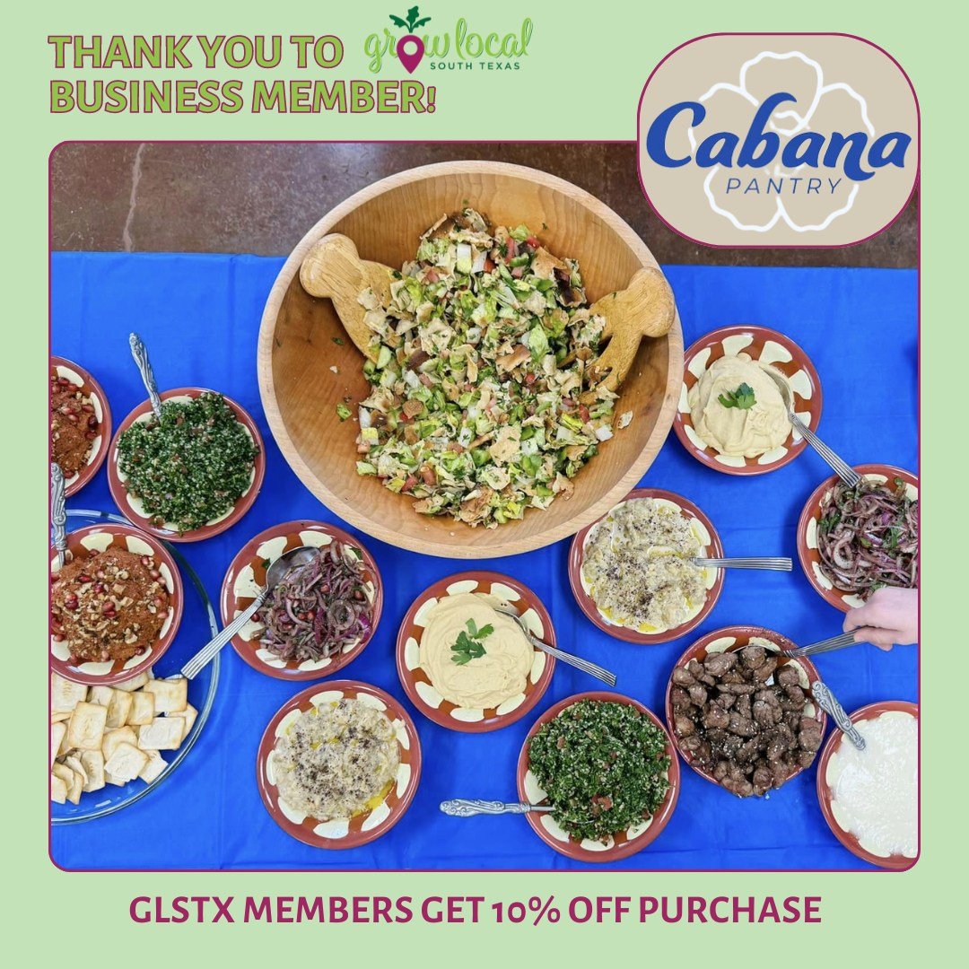 Thank you to Grow Local South Texas Business Member @cabanapantry 🌸 

🤝 This local business supports our mission to grow a healthy local community by improving access to, education about and advocacy for affordable, nutrient dense foods. ➡️ GLSTX M
