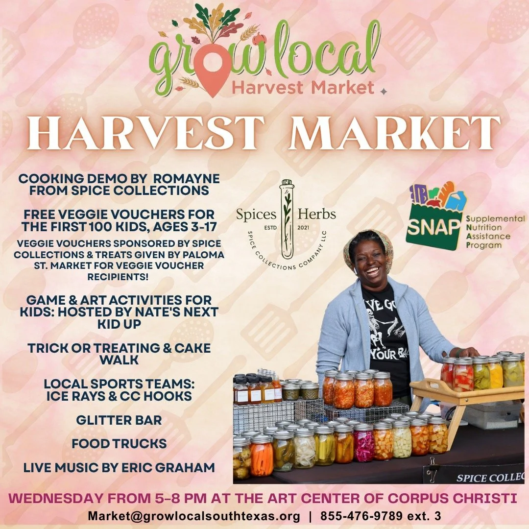 🍁Get ready for the Harvest Market this Wednesday! 
🍂Put on your favorite fall costume and join us for a night full of treats, art, games, and autumn fun! 

🎉We’ll be celebrating from 5–8 PM at the Grow Local HARVEST MARKET, located a