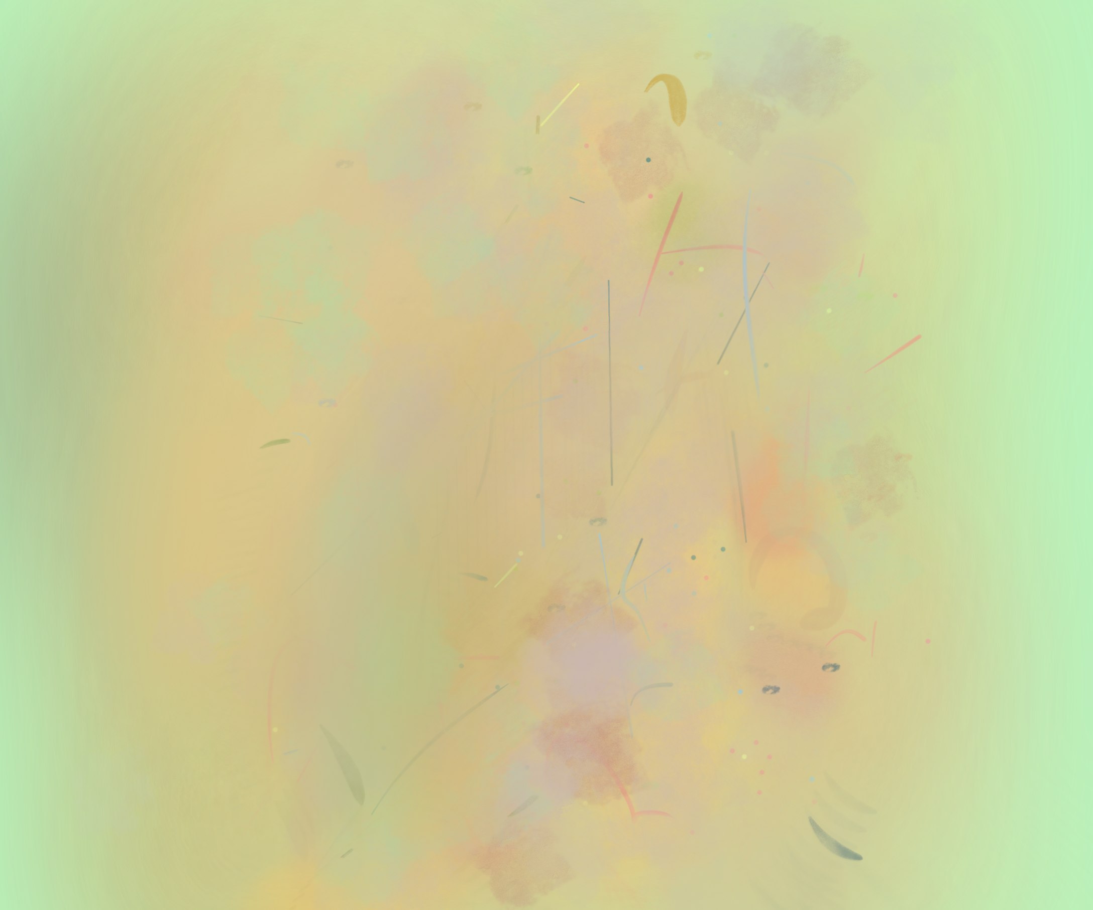 Abstract watercolor background with pastel shades of yellow, green, pink, and purple, with faint streaks and splatters. For Piano Suite No. 3, "Belgian."