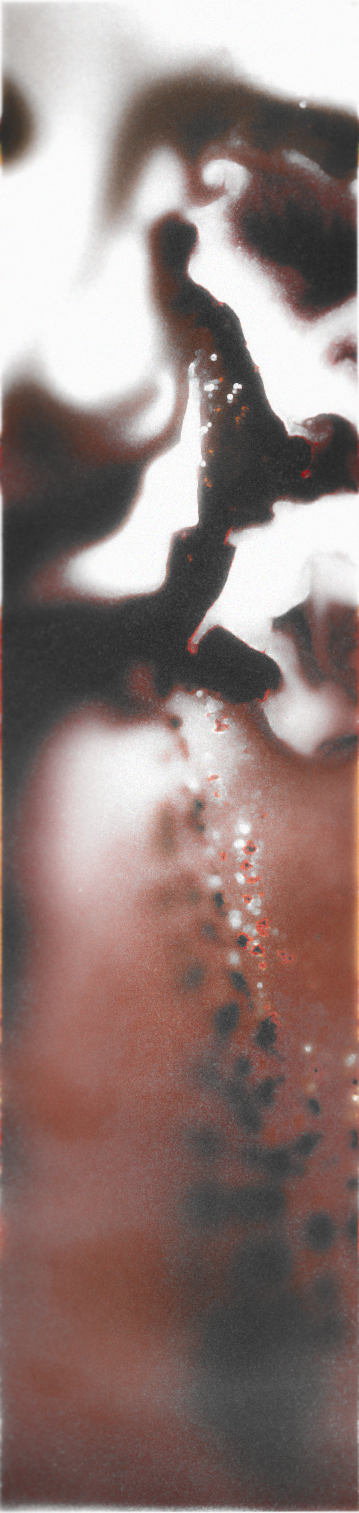 A close-up photo of two people kissing, with a focus on their faces and lips, in a blurred, artistic style.
