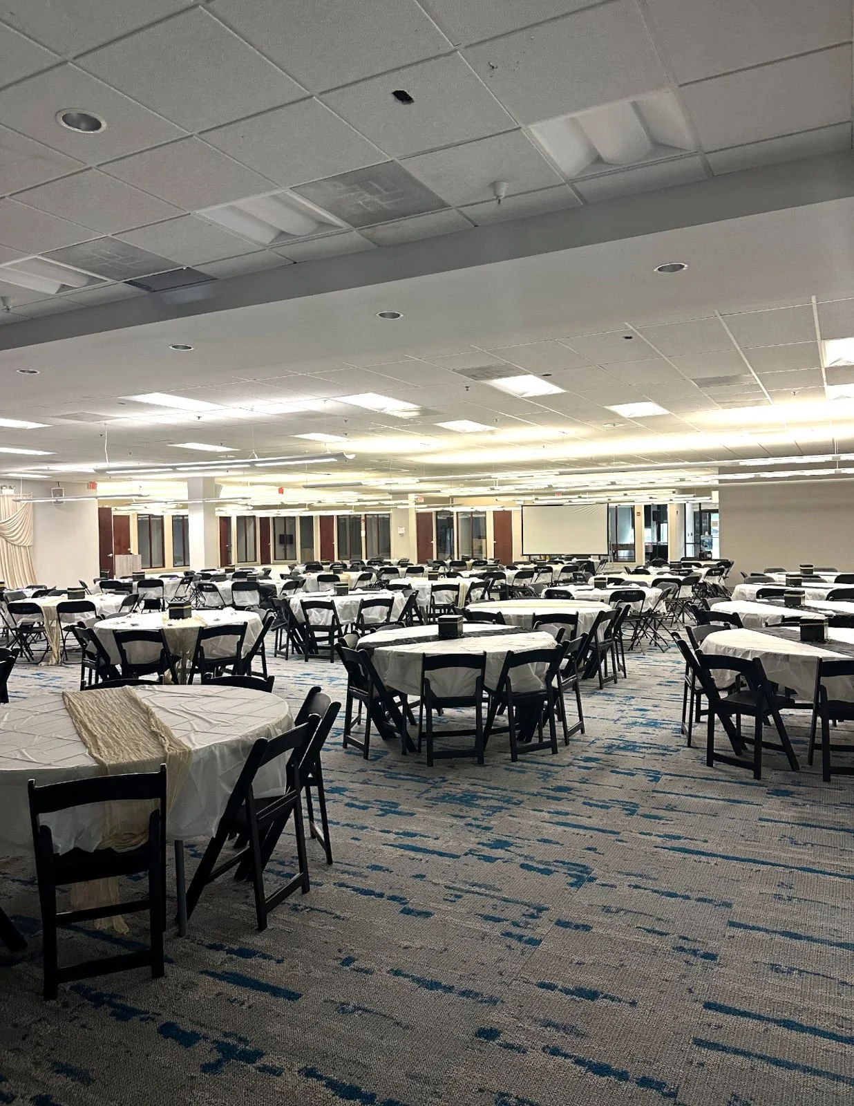 The MFC event hall set with round tables
