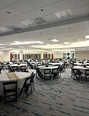 The MFC event hall set with round tables