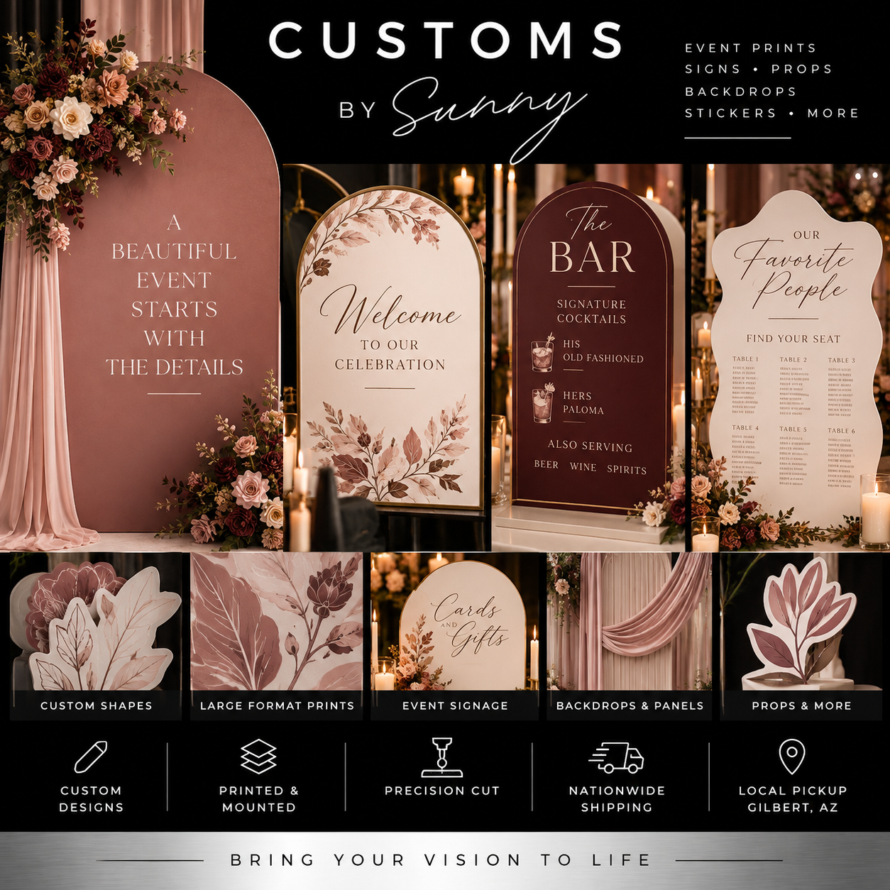 Custom Event Print Package | Coordinated Signs, Props & Event Graphics