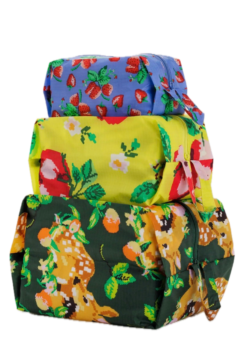 3D zip set baggu - needlepoint fruit