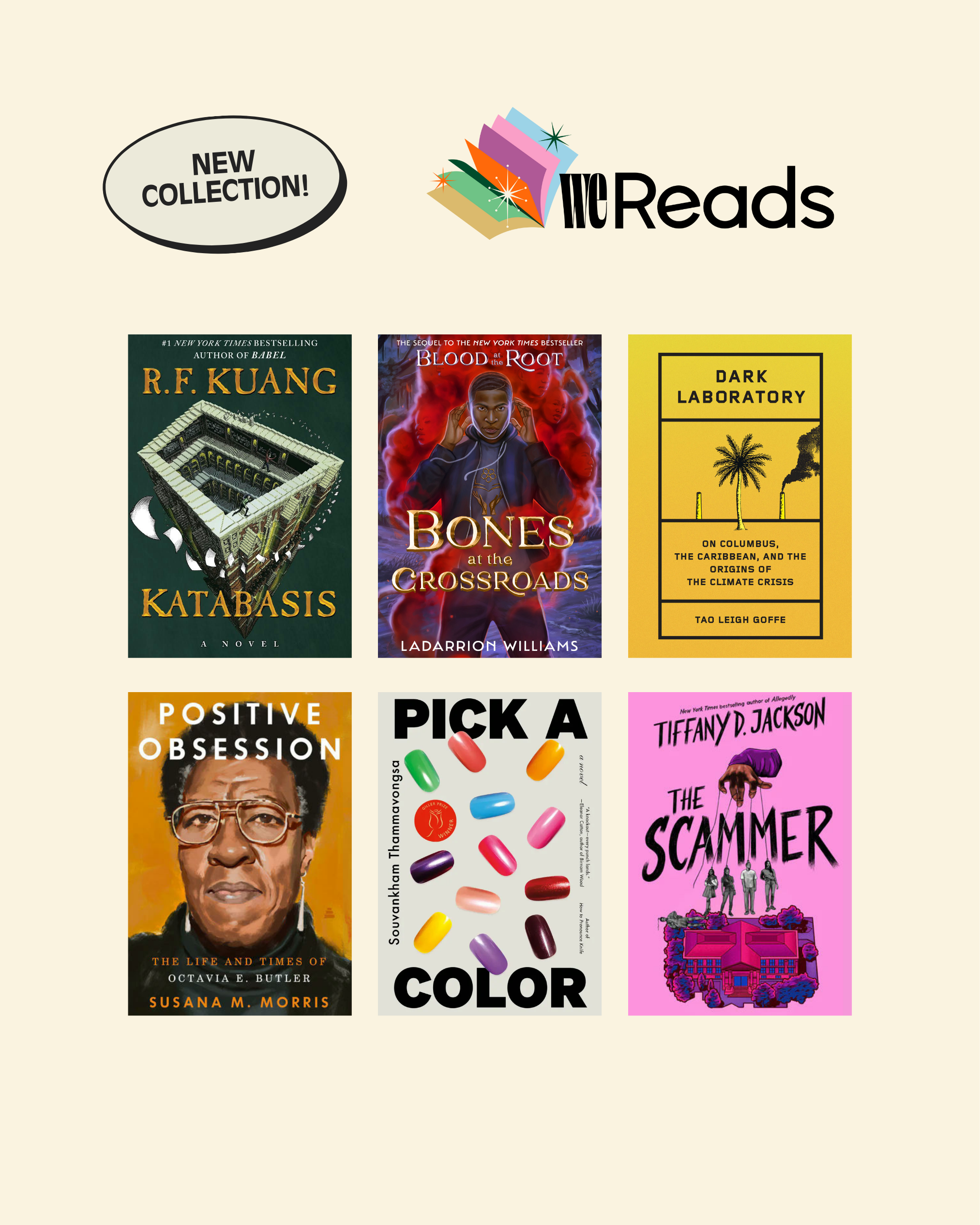 We Reads Winter 2025 Collection featuring six book covers