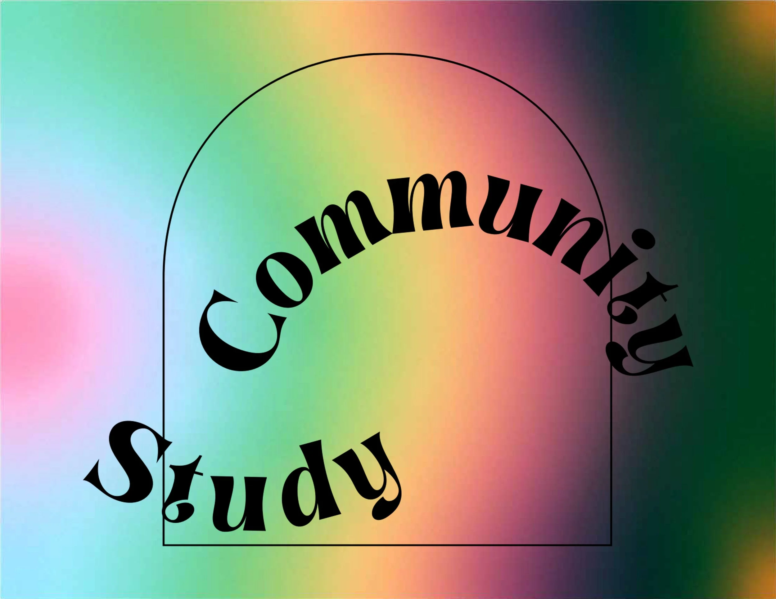 We Here gradient with Community Study logo in center.
