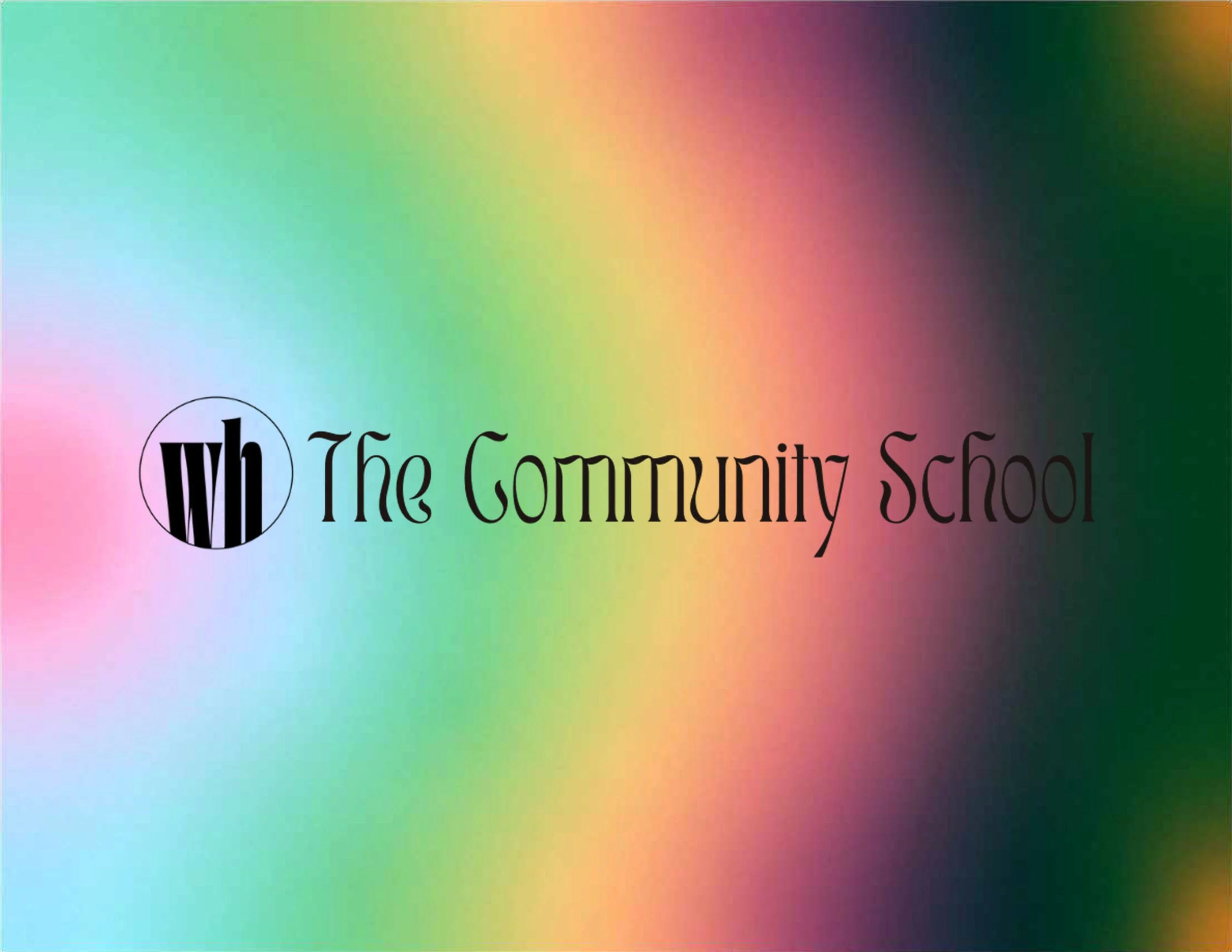 We Here's gradient background with Community School logo in center.