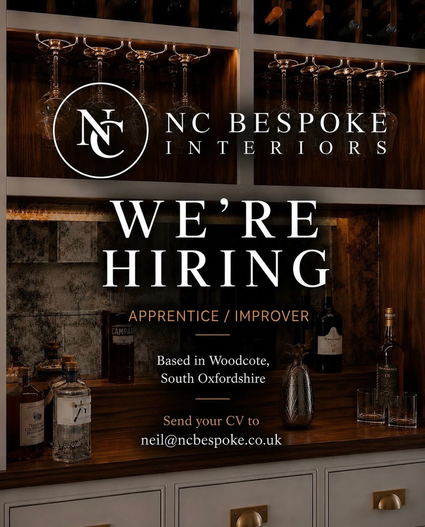 We&rsquo;re looking for an Apprentice / Improver to join NC Bespoke Interiors Ltd.

Based in Woodcote, South Oxfordshire, we design and build bespoke fitted furniture and cabinetry for homes across Berkshire and South Oxfordshire.

We&rsquo;re lookin
