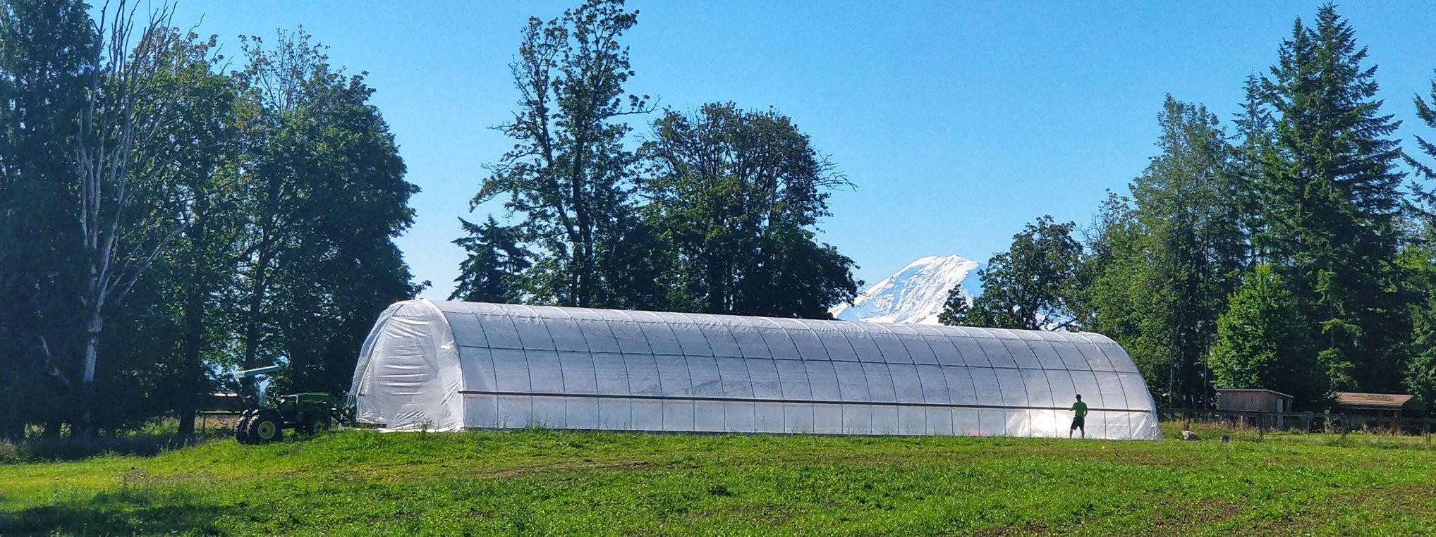 a high tunnel greenhouse placed in an open field