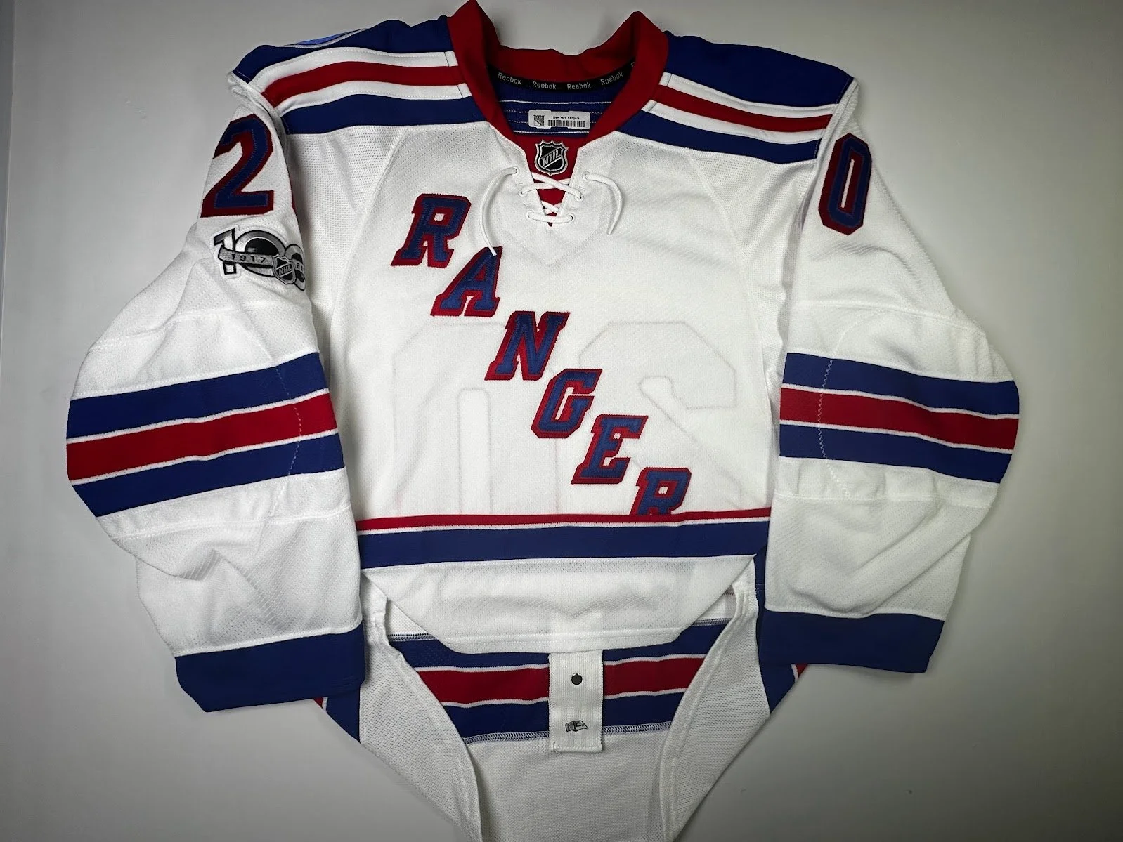 New York Rangers Chris Kreider Reebok Game Issued 90th Anniversary Patch Hologram Sz. 54