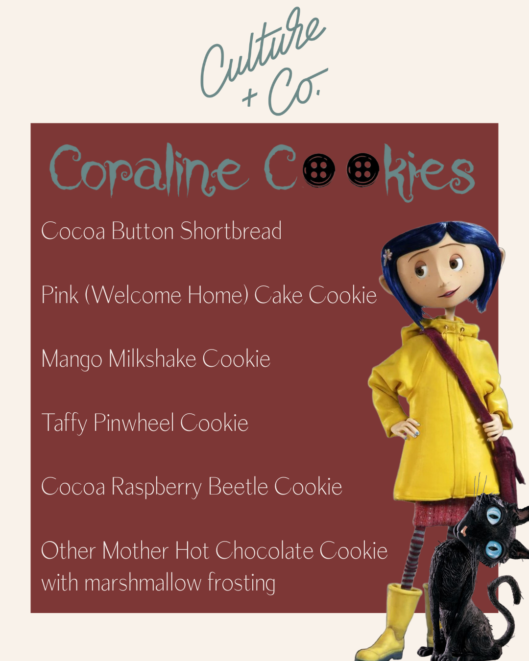 Cocoa Button Shortbreads Pink (Welcome Home) Cake Cookie Mango Milkshake Cookie Taffy Pinwheel Cookie Cocoa Raspberry Beetles Other Mother Hot Chocolate Cookie with marshmallow frosting.png