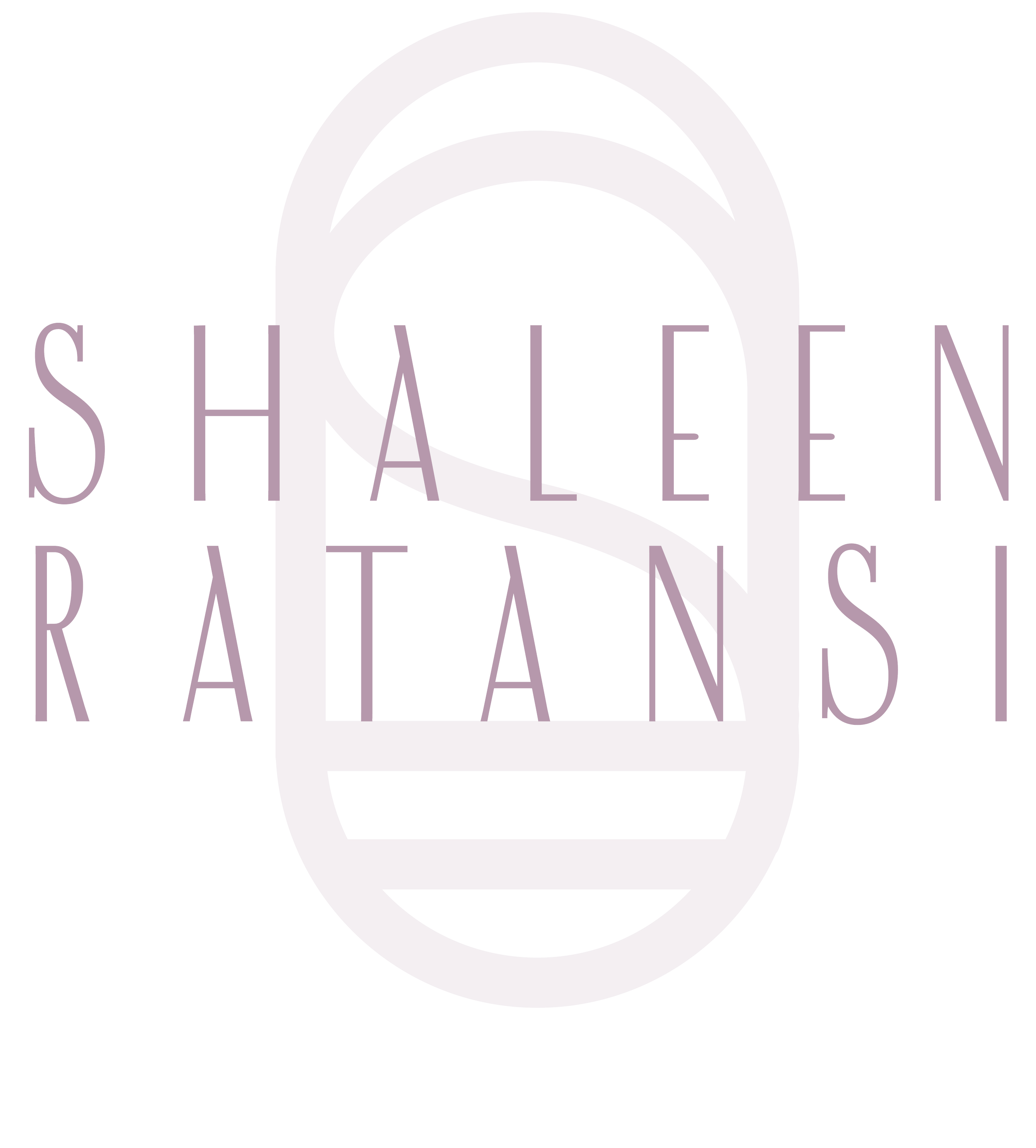 Brand stylized icon logo with the words 'Shaleen Ratansi' overlaid