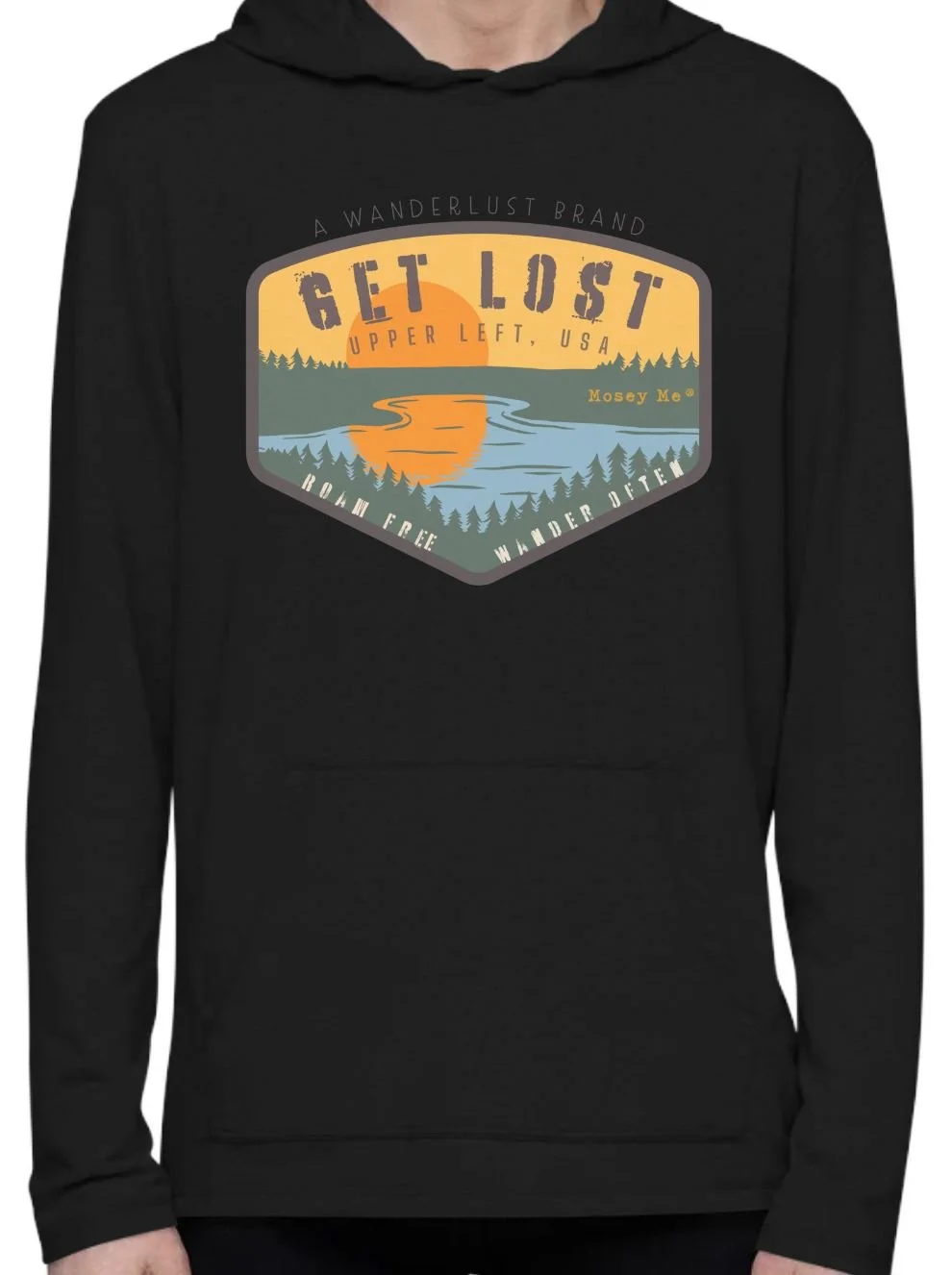 Get Lost, Upper Left, Mosey Light Weight Hoodie