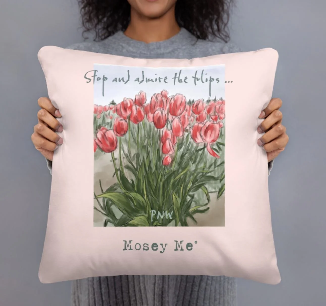 Tulips Mosey Throw Pillow
