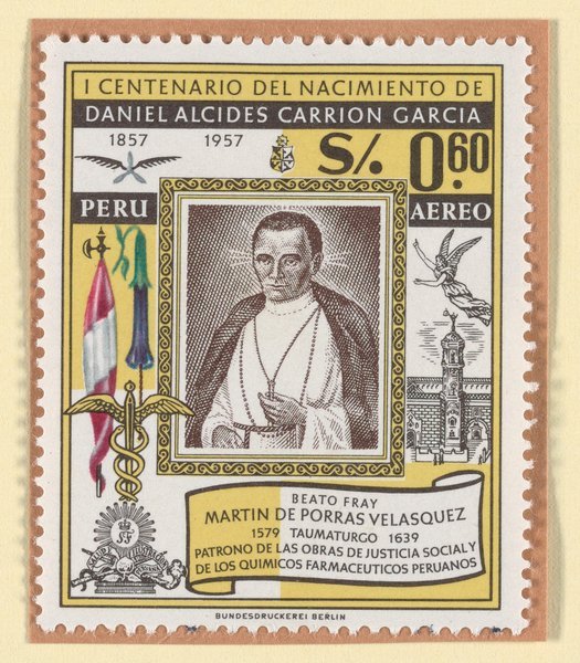 Stamp commemorating Daniel Alcides Carrión García