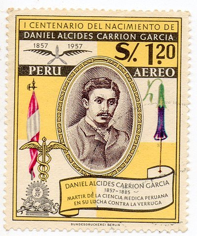 Stamp commemorating Daniel Alcides Carrión García