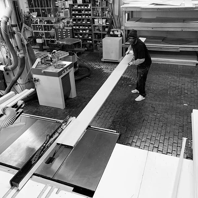 Today we have real &ldquo;Work in Progress&rdquo; action shot from the Barronarts studio.  Here Dan Johnson expertly rips our Clear Basswood boards which will be further milled and masterfully assembled into  our beautiful stretchers, panels, frames 