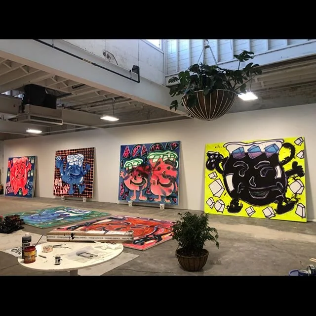It&rsquo;s so exciting to have an inside-look into the studio and &ldquo;Works in Progress&rdquo; of our great friend, Katherine Bernhardt!  We miss her since she&rsquo;s moved into her new airplane hangar in St. Louis, but we still love shipping tru