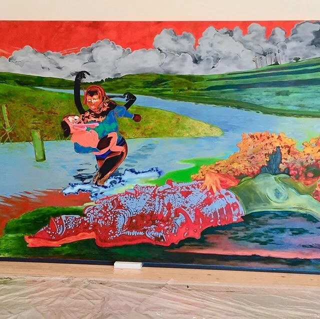 Speaking of BIG beautiful paintings (thanks @kbernhardt2014 !) here is a throwback to last year&rsquo;s Whitney Biennial, as we built, assembled and stretched this glorious showstopper by the amazing #janivaellis. We love collaborating with her and @