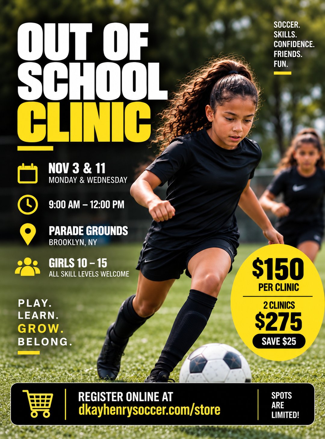 November Out-of-School Soccer Clinics | Nov 3 & 11, 2026