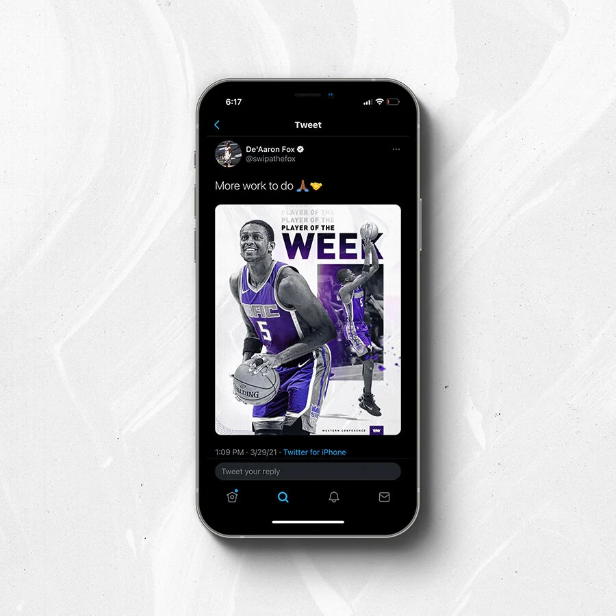   De’Aaron Fox    shared my work,    which is always cool!  