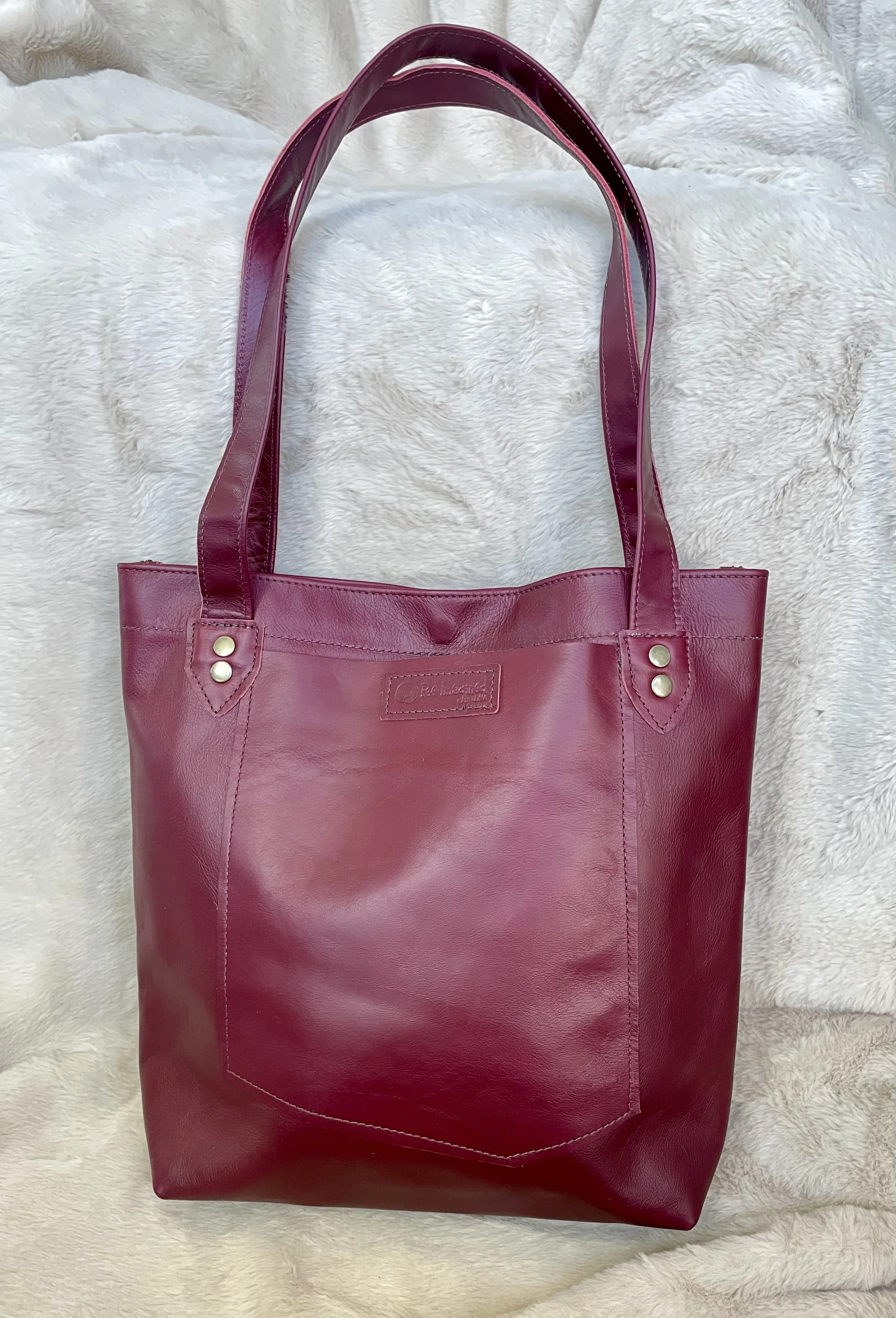 Medium Burgundy Leather Tote