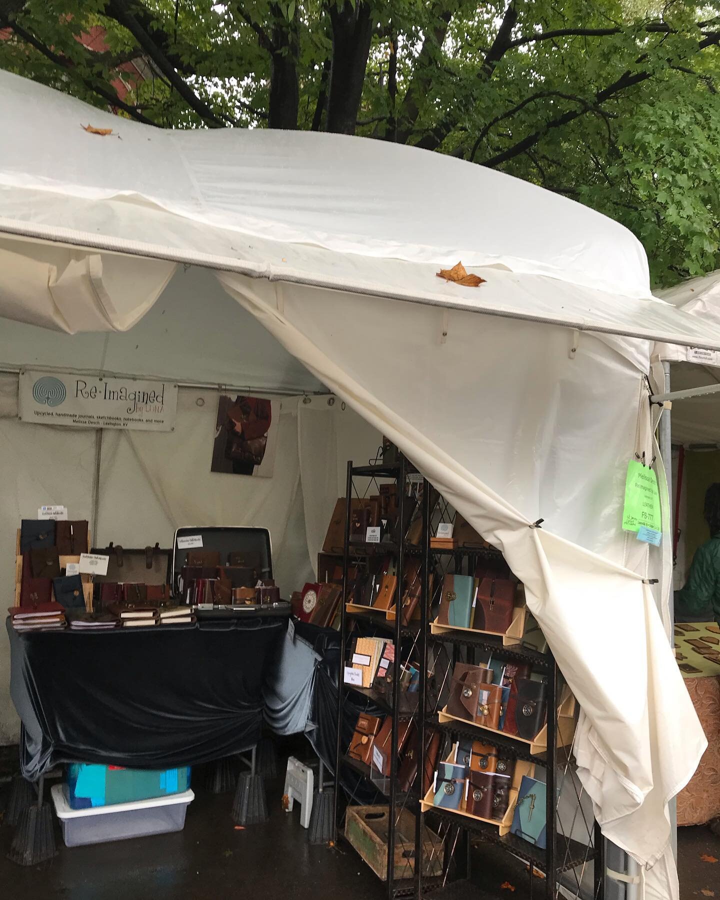 It&rsquo;s only drizzling now at the @st_james_art_show, and the river in my booth went away. Thankfully, nothing was damaged. We&rsquo;re out here until 5pm today if you were hoping to come by. You can avoid the usual crowds and still enjoy all the 