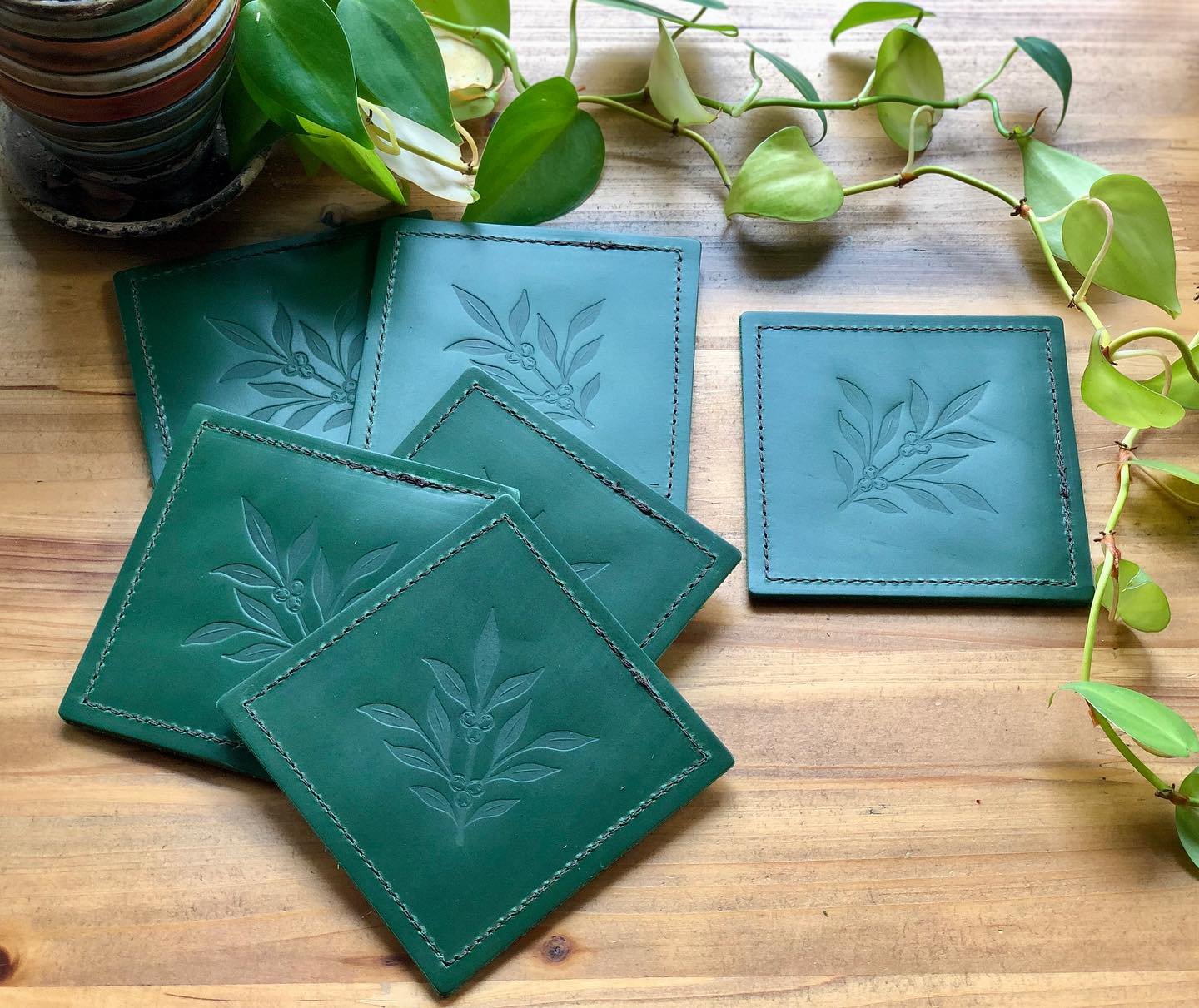 If you didn&rsquo;t get a chance to come by @thegreenerylex last Saturday, here are some of the fun new items that we introduced. There are coasters, refillable leather notebooks, and ornaments. They are all branded with The Greenery&rsquo;s leaf log