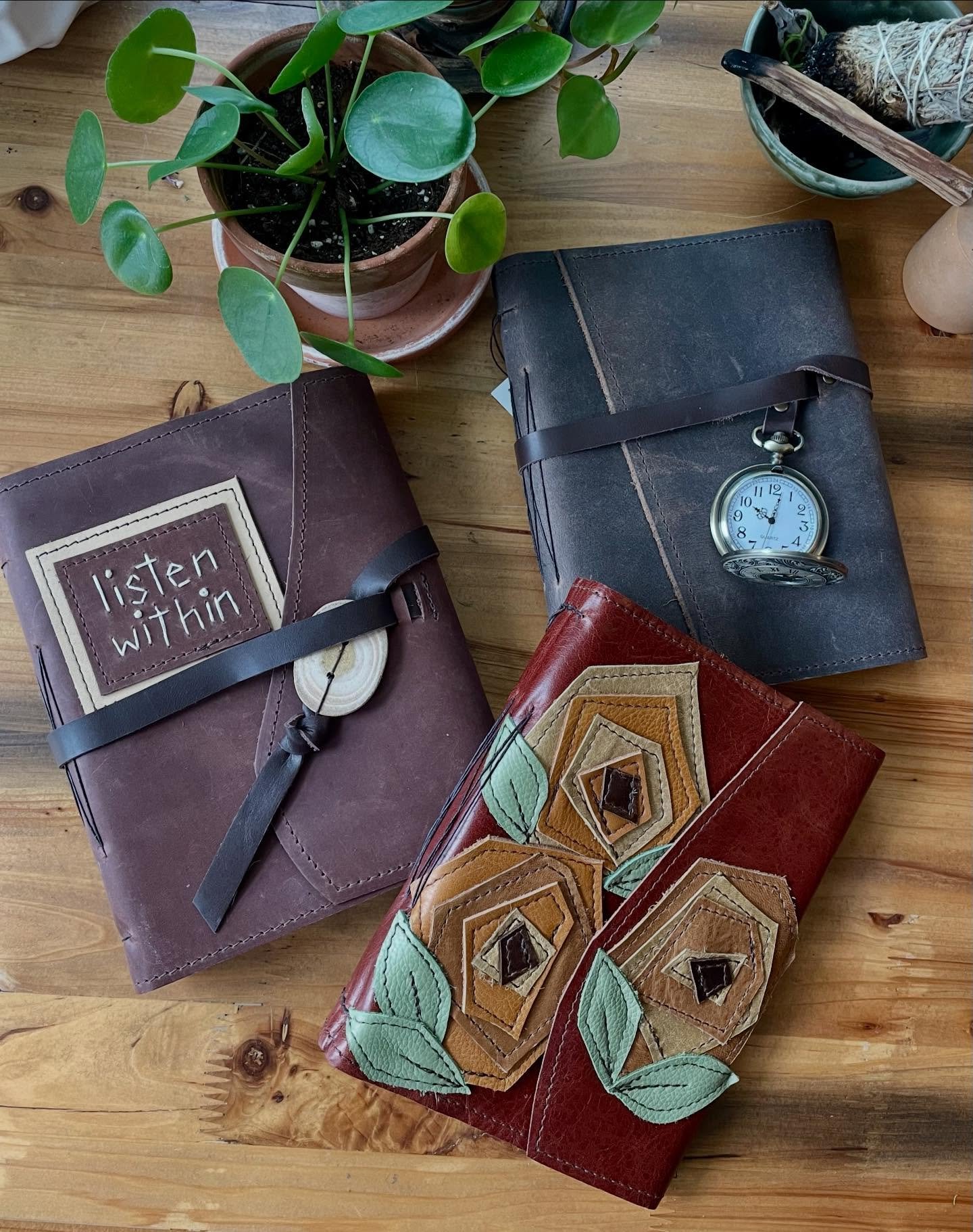 Today is the last day to order online and receive in time for Christmas! I have new work listed in my online shop, including these handbound leather journals.

Also, this Saturday is my last show of the year. It will be a smaller set-up so let me kno
