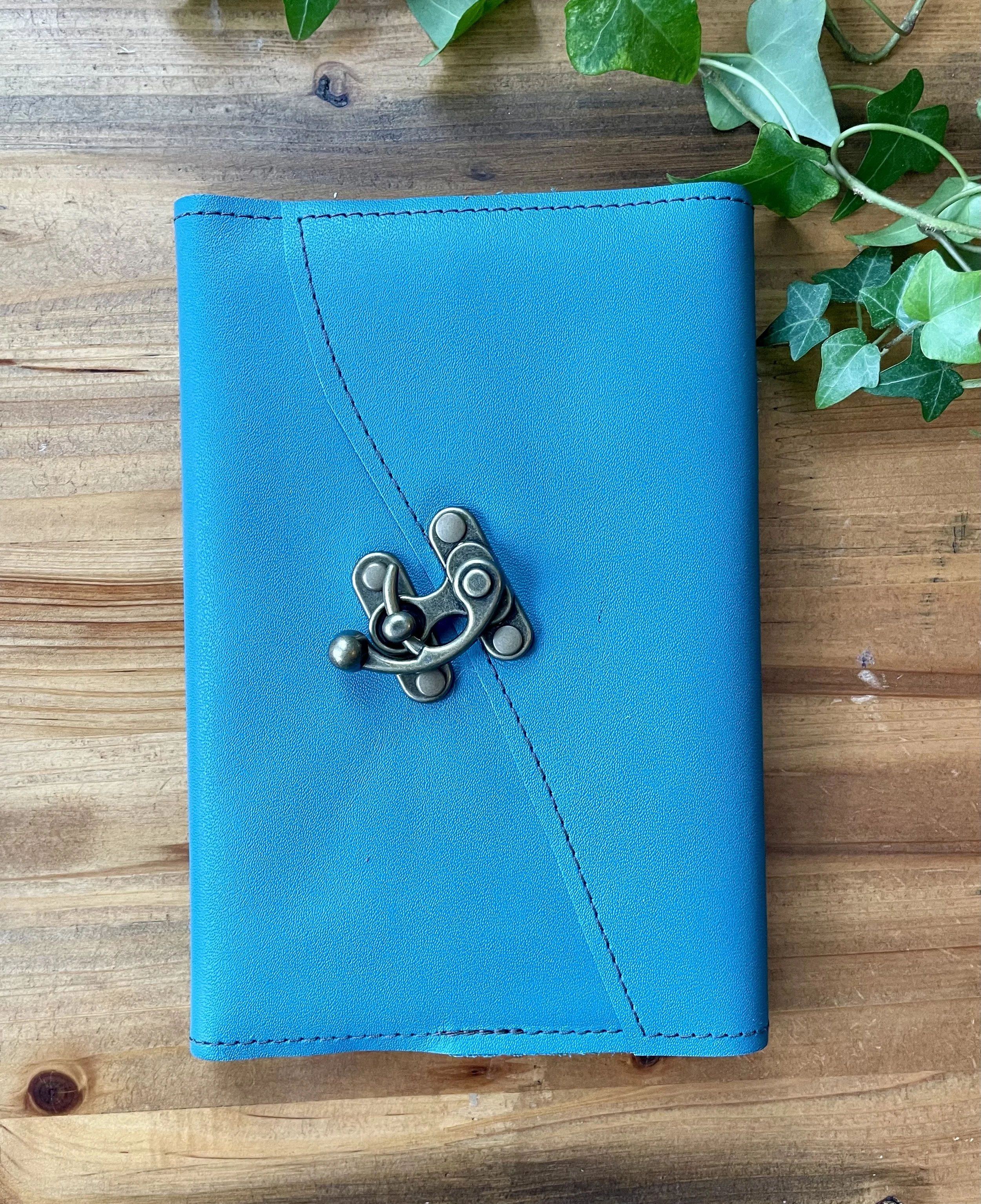 Medium, Refillable Moleskine: Teal Leather Notebook with Latch Closure