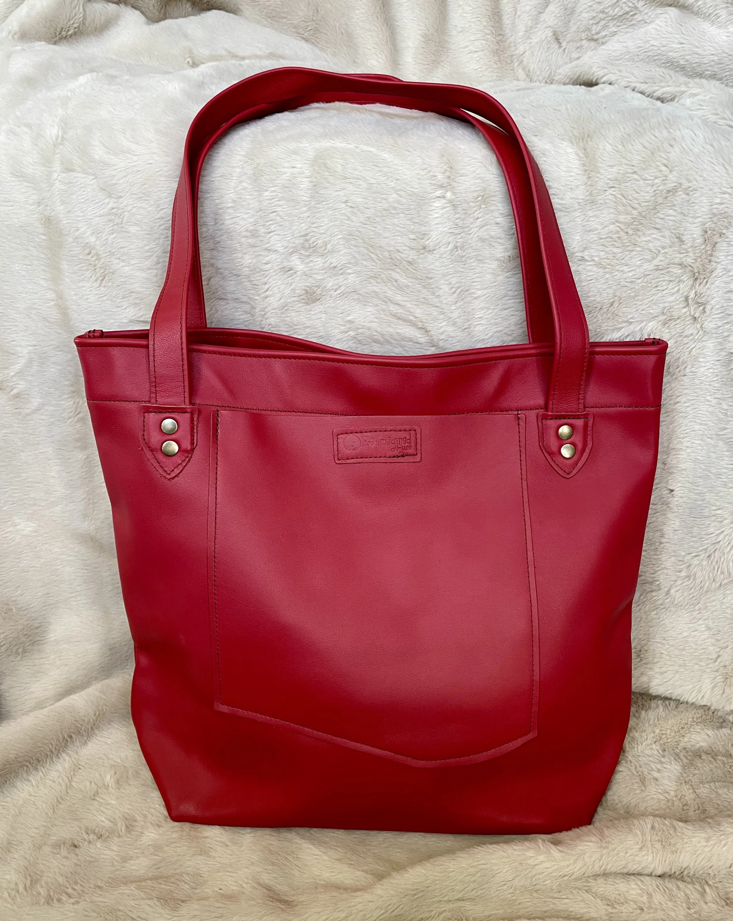 Large Cherry Red Leather Tote