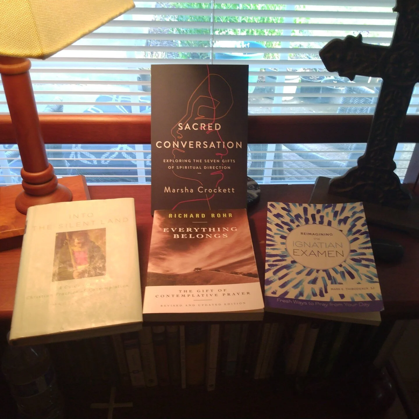 THE GREAT SUMMER BOOK GIVEAWAY... In the corner of the space set aside for spiritual direction is a bookshelf looking out onto my front porch and flower bed. And on that shelf are some of my favorite books on the contemplative life and prayer. Every 