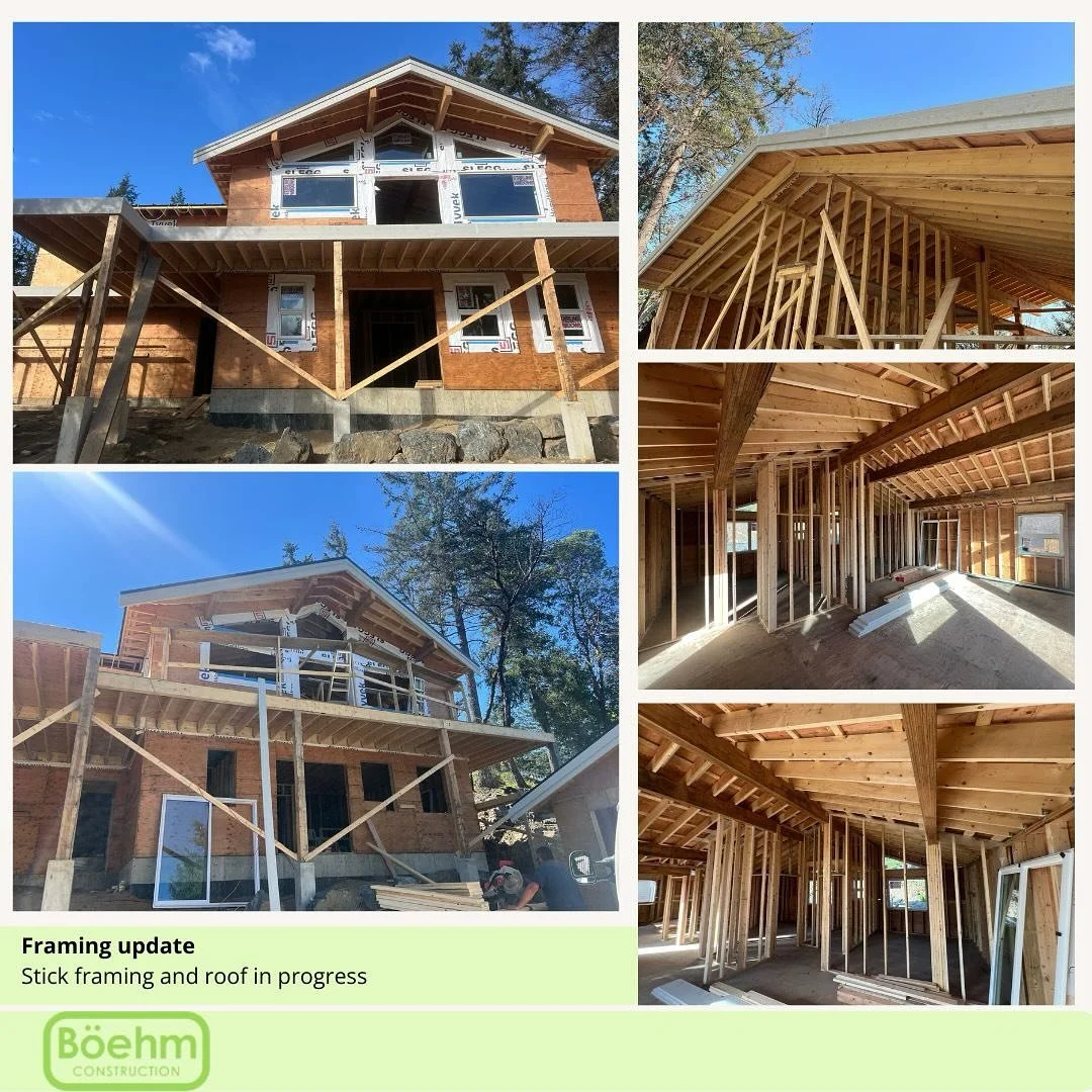 One of our latest new builds at Nanoose Bay is at the critical framing and rough in stage
This is a very busy and important milestone that requires coordinating with multiple trades, ensuring safety and attention to detail to achieve the right qualit