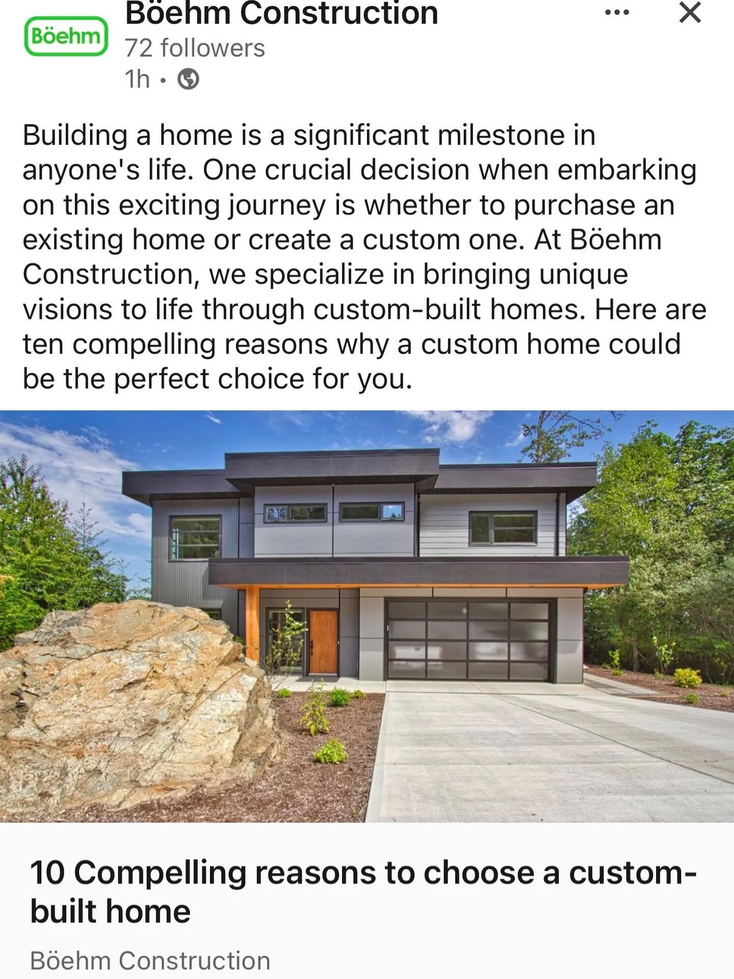 Why Choose a Custom-Built Home?

At B&ouml;ehm Construction, we turn unique visions into reality &mdash; here are 10 reasons why building a custom home might be exactly what you&rsquo;re looking for.

Visit our Website:
https://www.boehmconstruction.