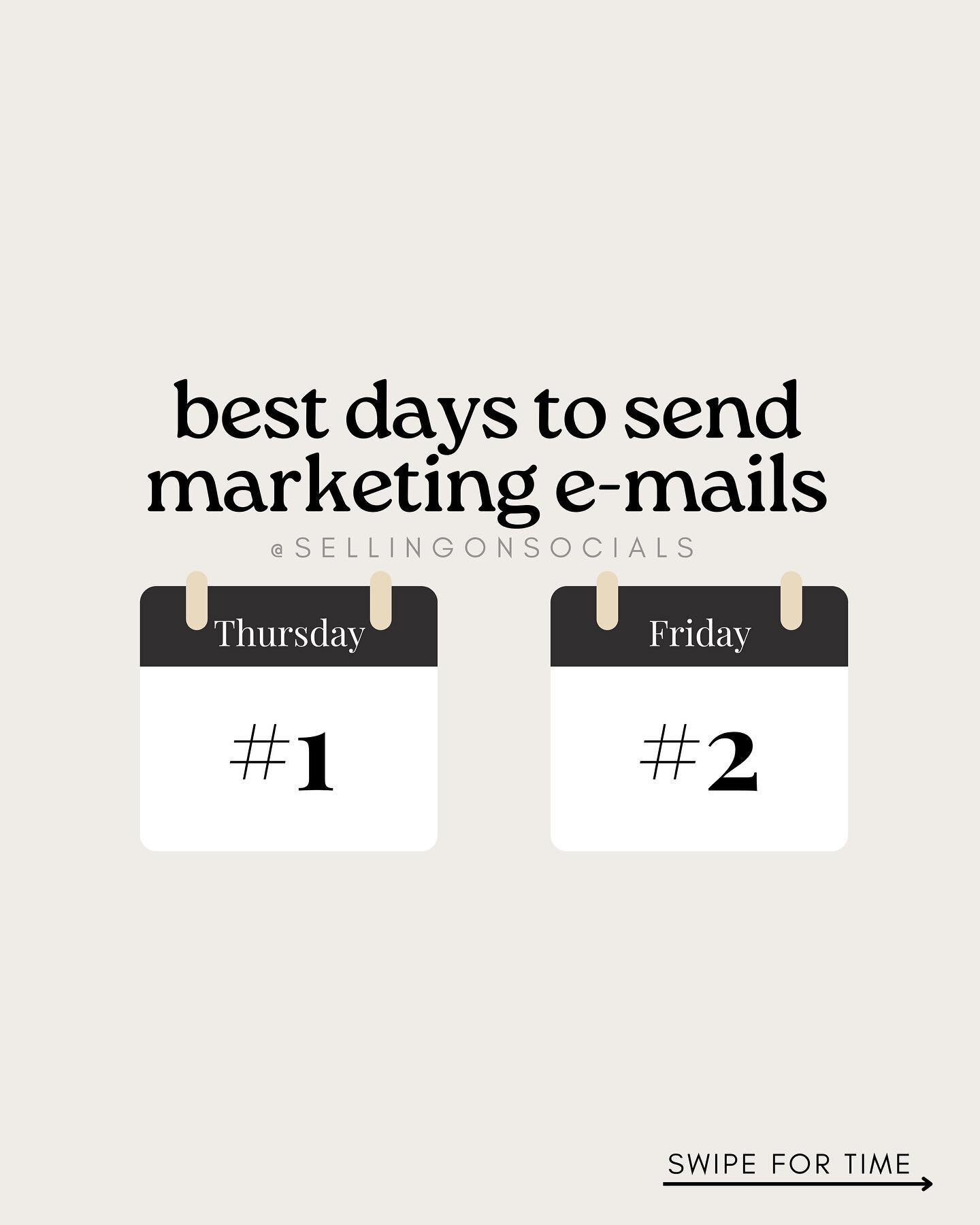 🗝️ Maximizing your marketing reach is key! 🗝️ 

Research shows that Tuesdays and Thursdays are the most effective days to send your marketing emails, with the optimal time being 10 AM. Utilizing this knowledge can greatly increase your chances of c