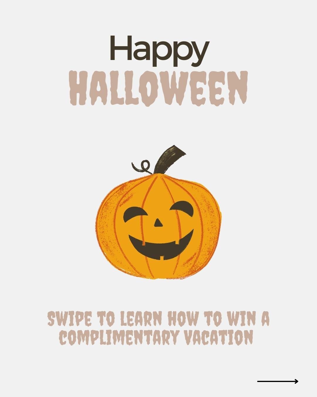 Happy Halloween!

Send us a DM of your costume AND OR your pet's costume for a chance to win a COMPLEMENTARY
VACATION!! 👻🏝️

*You must be a real estate agent and follow our IG and Facebook page!!*

There will be two winners! Best Halloween Costume 