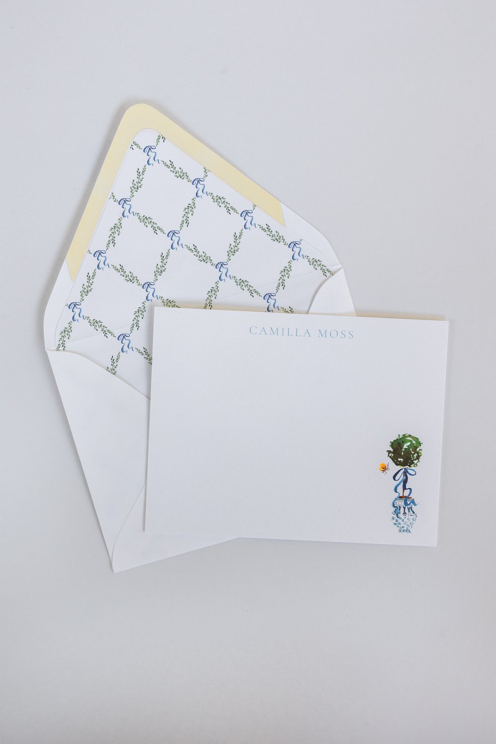 Topiary Stationery / Blue and White Stationery / Folded Thank You Cards 