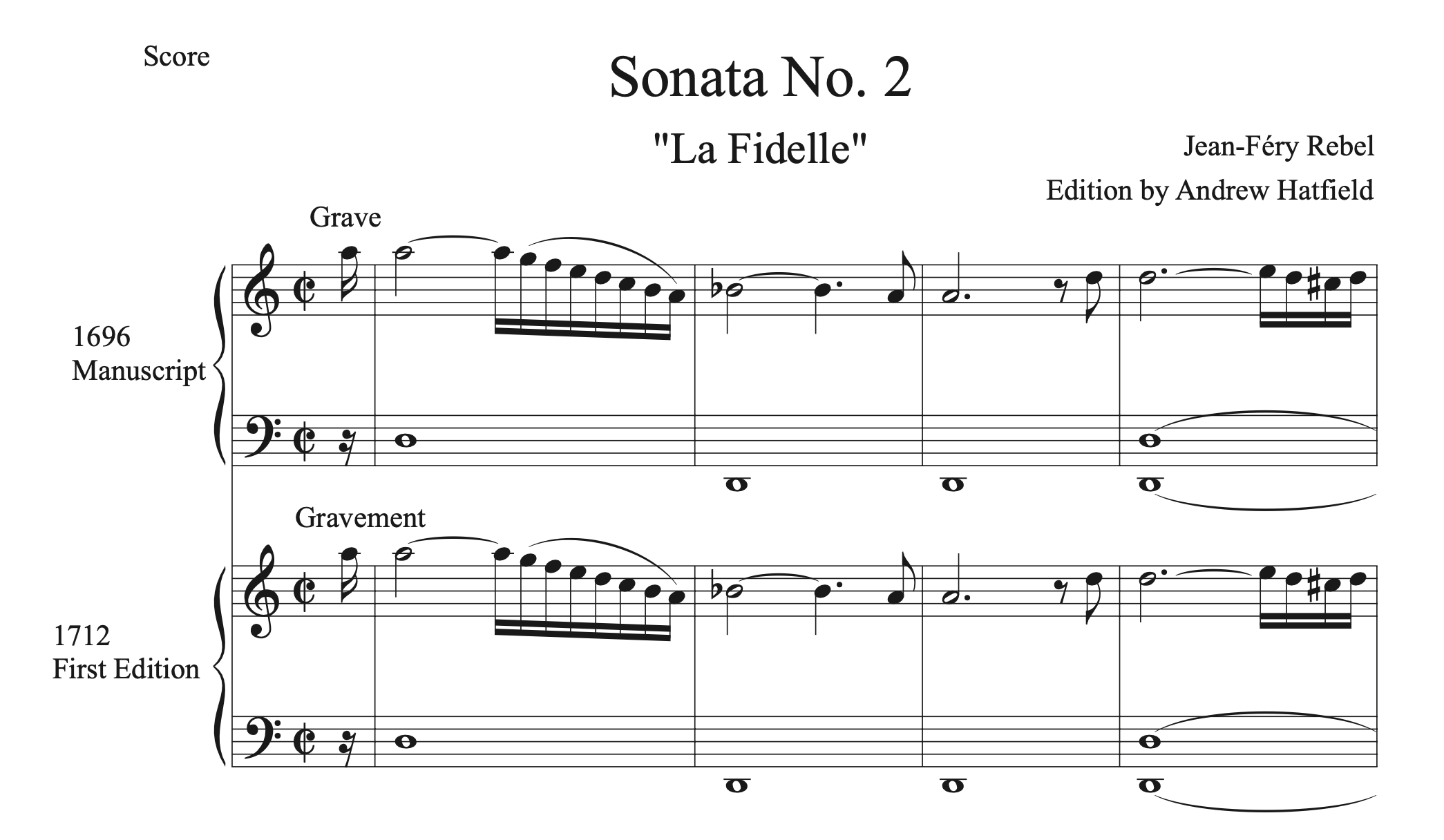 Comparison Edition of Jean-Féry Rebel Sonata No. 2, "La Fidèlle"