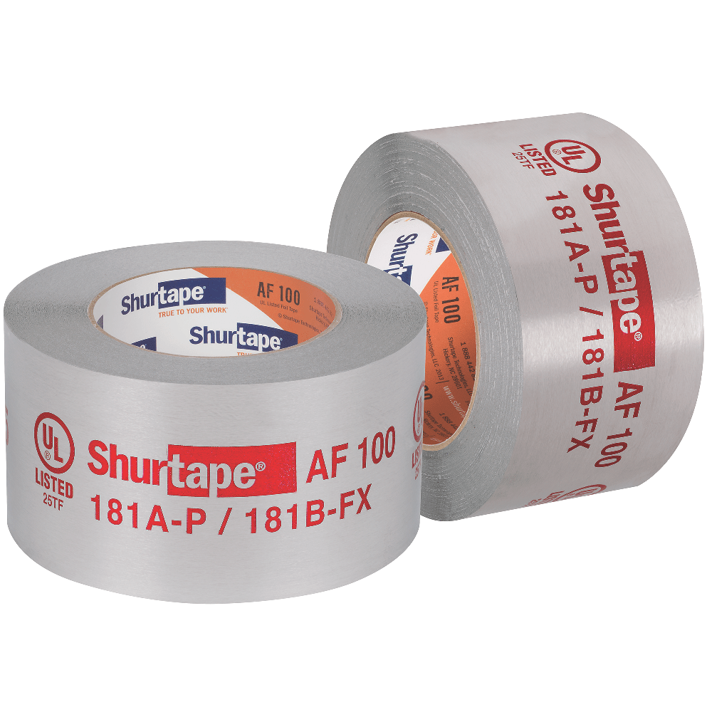 AF 100 UL 181A-P/B-FX Listed aluminum foil tape for use on rigid fiberglass ductboard and flexible air duct.