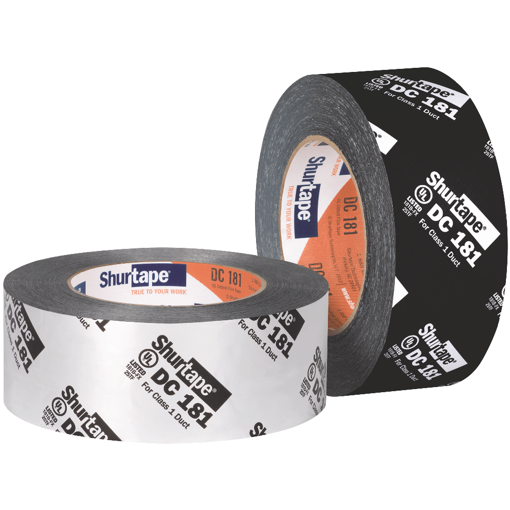 DC 181 UL 181B-FX Listed and printed film tape for use on Class 1 Flex Duct in temperatures from -10 F to 210 F.