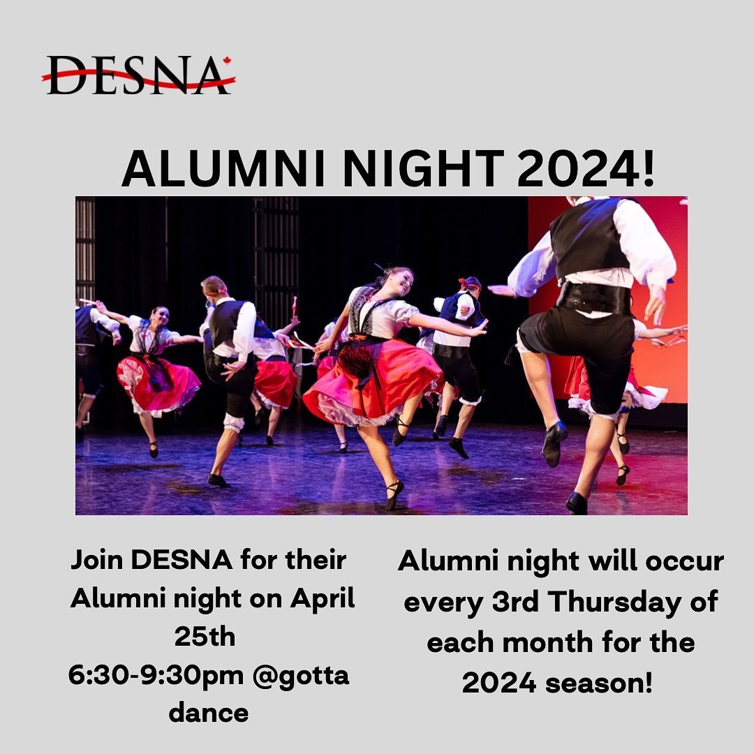 Desna is hosting an alumni rehearsal tomorrow night!

 Where: Gotta Dance Studio
Time 6:30-9:30pm

Can&rsquo;t wait to see everyone favourite turns and tricks🩰!