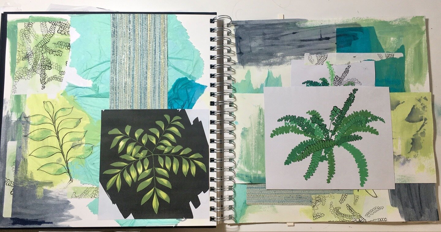 Another sketchbook page... I've been doing quite a bit with mint and apple recently